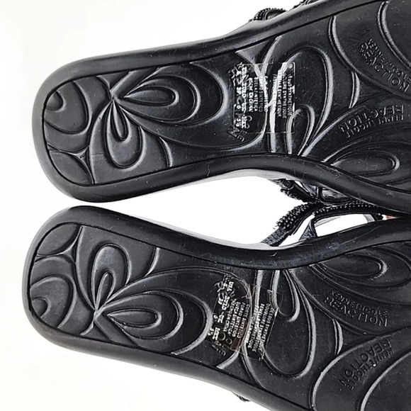 Kenneth Cole Reaction Women's Black  Glam Slam Flat Sandals Beaded Thong Size 8 - Picture 8 of 11